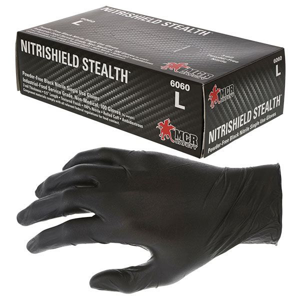 MCR Safety Gloves Nitri-Stealth Black Nitrile L (6060L)