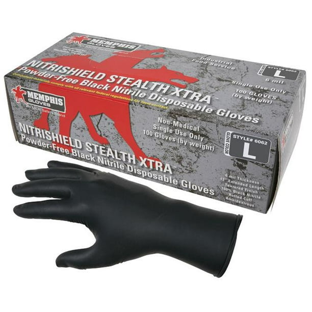 MCR Safety Gloves Nitri-Stealth Black Nitrile XXL (6060XXL)