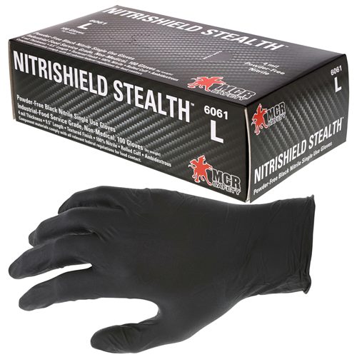 MCR Safety Gloves BLK NBR 4 mil disp L (6061L)