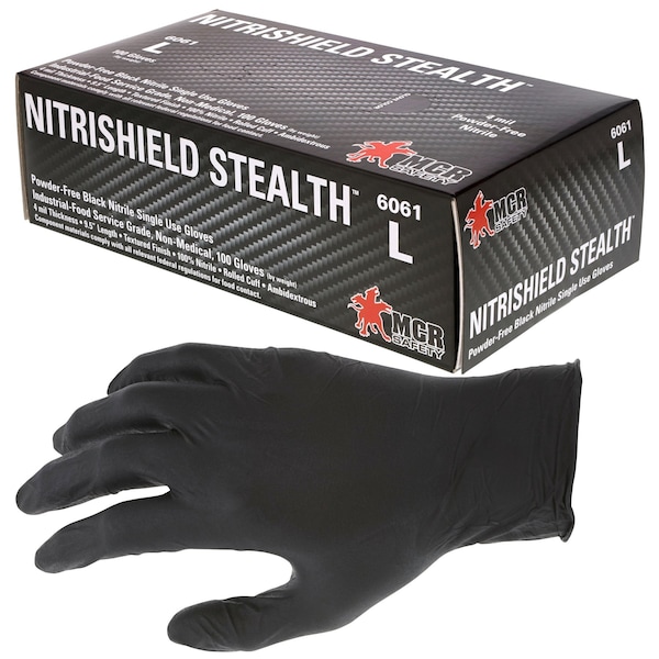 MCR Safety Gloves BLK NBR 4 mil disp XL (6061XL)