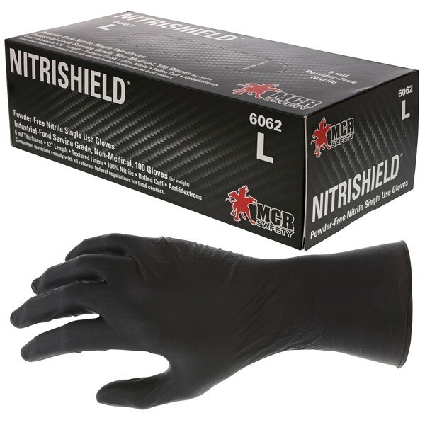 MCR Safety Gloves Nitri-Stealth Black Nitrile S (6062S)