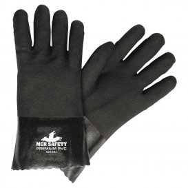 MCR Safety Gloves Black Sandy PVC 12" Jersey (6212SJ)