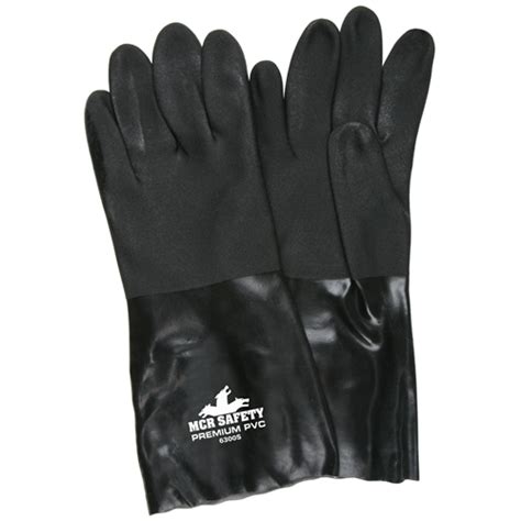 MCR Safety Gloves Black Sandy PVC 14" Interlock (6300S)
