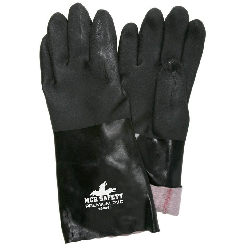 MCR Safety Gloves Black Sandy PVC 14" Jersey (6300SJ)