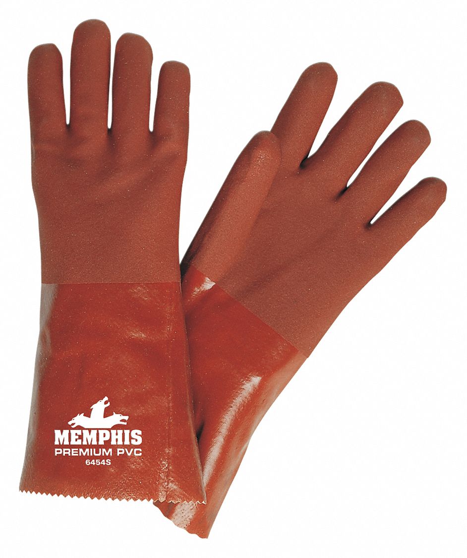 MCR Safety Gloves Red Sandy PVC 14" Jersey (6454S)