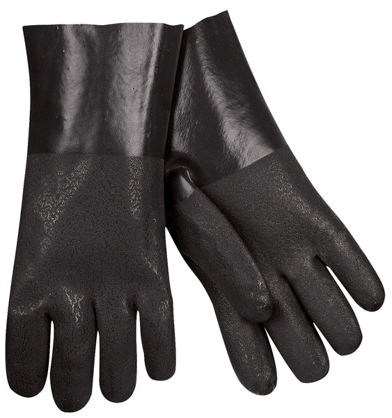 MCR Safety Gloves Black, Double Dip, Textured, 12" (6512SJ)