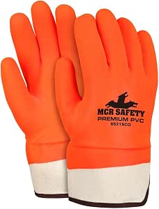 MCR Safety Gloves OrangePVC Sandy Dbl Dip Foam Lnd Sfty Cf (6521SCO)
