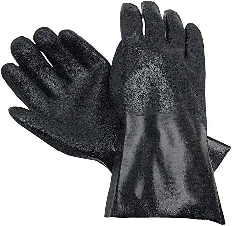 MCR Safety Gloves Black, Double Dip, Sandy, 14" (6524S)