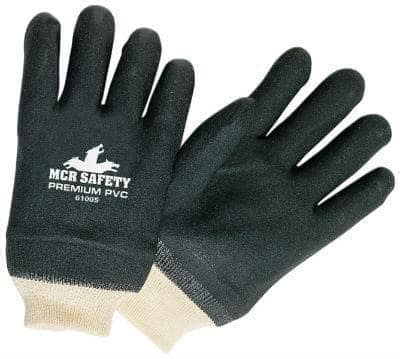 MCR Safety Gloves Black, Double Dip, Sandy, 14" (6524SJ)