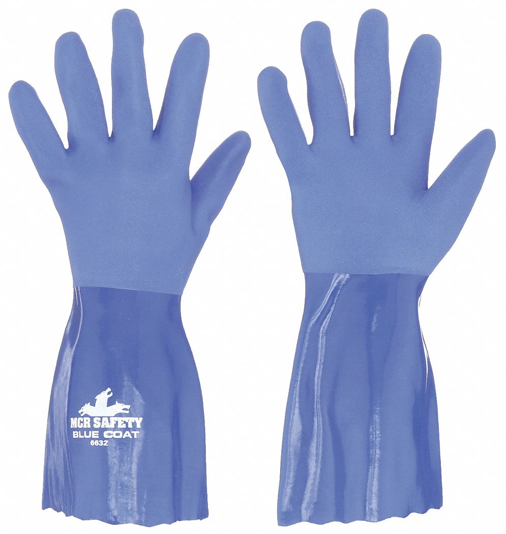 MCR Safety Gloves Bluecoat, PVC, 12 Inch (6632XL)