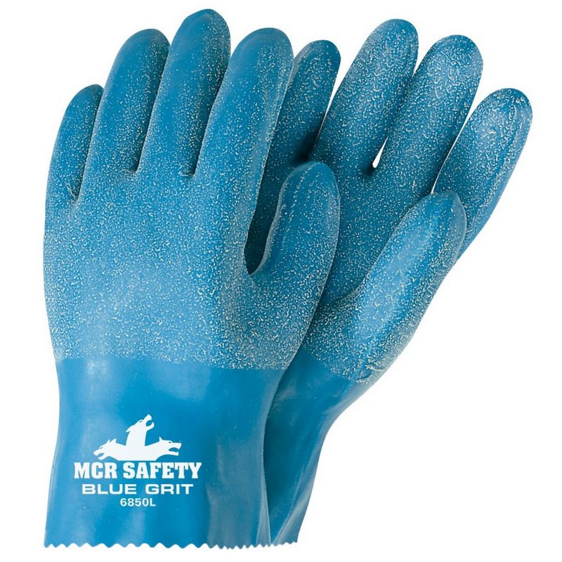 MCR Safety Gloves Blue Grit Rubber Dip 10" (6850S)