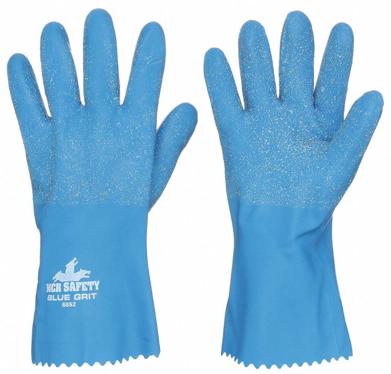 MCR Safety Gloves Blue Grit Rubber Dip 12" (6852L)