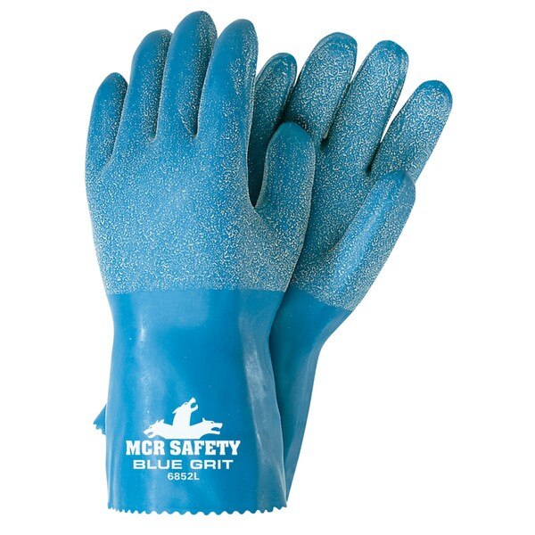 MCR Safety Gloves Blue Grit Rubber Dip 12" (6852S)