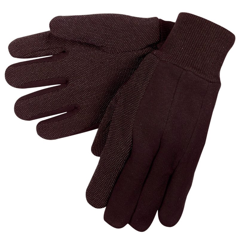 MCR Safety Gloves Small Brown Jersey Dot Knit Wrist (7802)