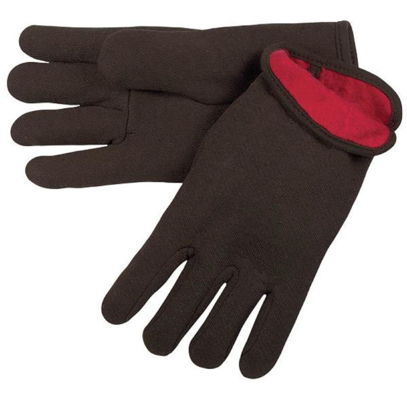 MCR Safety Gloves Large Brown Jersey Red Fleece Lined (7900)