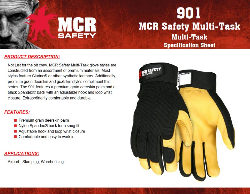MCR Safety Gloves MCR Safety Multi-Task Deerskin Palm (901XXL)