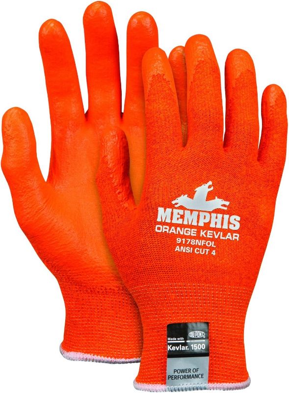 MCR Safety Gloves Orange Kevlar/Orange Nitrile Foam S (9178NFOS)
