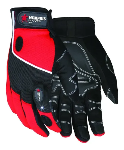 MCR Safety Gloves Memphis MultiTask Red/Black w/ Lights (924L)