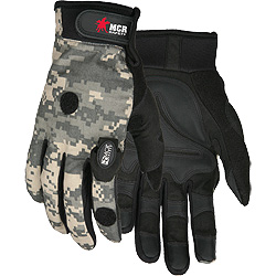 MCR Safety Gloves Multitask Black Palm Camo with Lights L (924WWL)