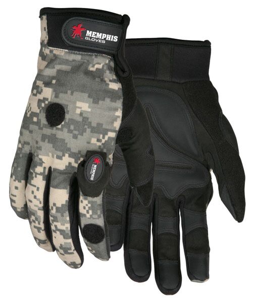 MCR Safety Gloves Multitask Black Palm Camo with Lights M (924WWM)