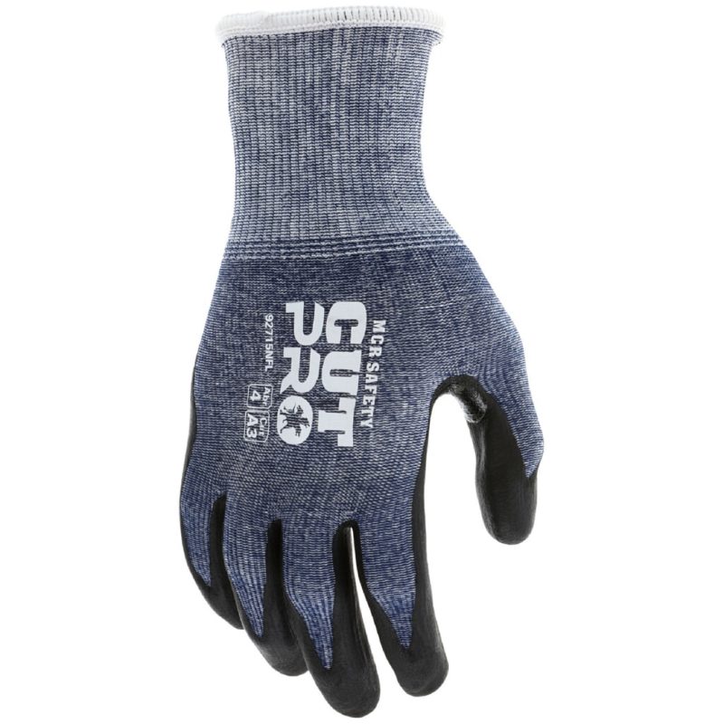MCR Safety Gloves 15g,CutPro,Blue HyperMax,Gray PU M (92715PUM)
