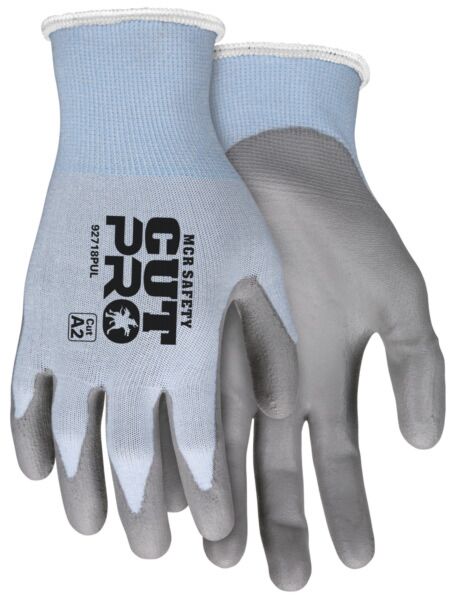 MCR Safety Gloves Cut Pro,18ga,Blue HPPE, Gray NF M (92718NFM)