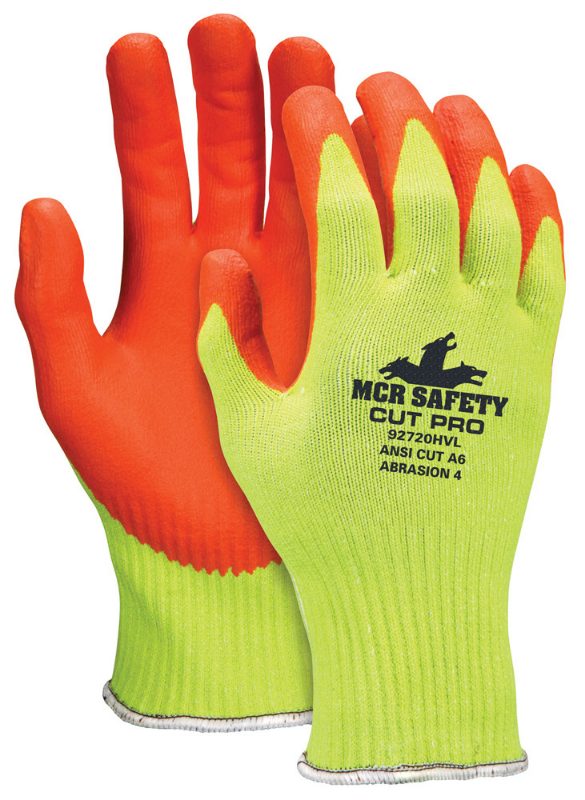 MCR Safety Gloves Memphis Cut Pro, 10ga HPPE, Hi Vis L (92720HVL)