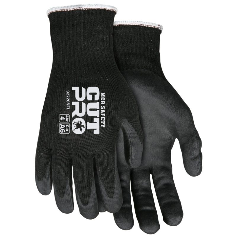 MCR Safety Gloves Memphis Cut Pro, 10ga HPPE, All Black M (92720NFM)
