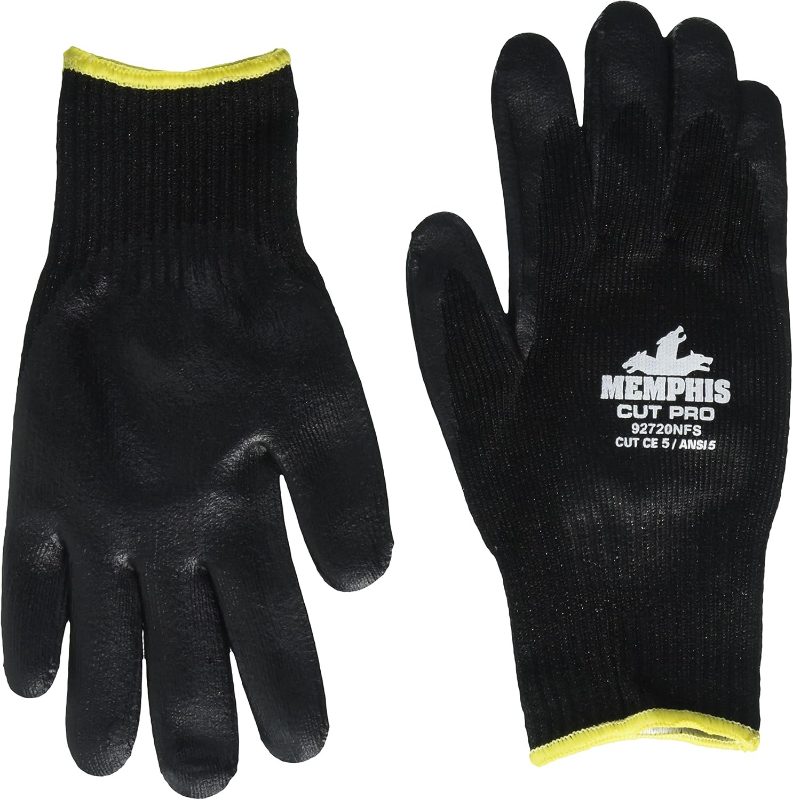 MCR Safety Gloves Memphis Cut Pro, 10ga HPPE, All Black S (92720NFS)