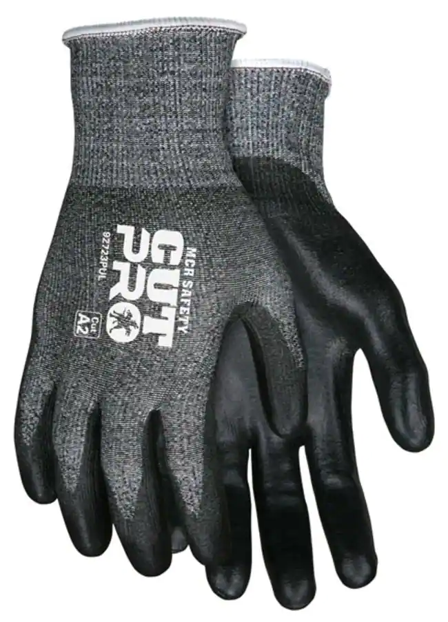 MCR Safety Gloves Memphis Cut Pro, 13ga S/P HPPE, Black NF (92723NFM)
