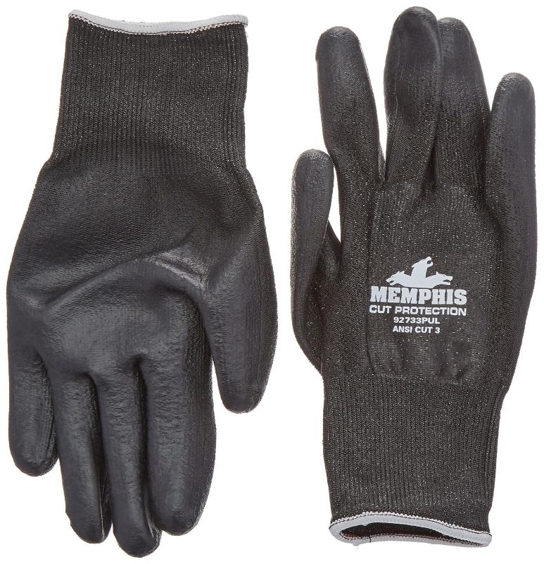 MCR Safety Gloves Memphis Cut Pro, 13ga S/P HPPE, Black NF (92723NFS)