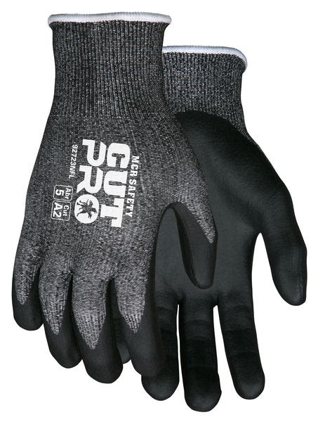 MCR Safety Gloves Memphis Cut Pro, 13ga S/P HPPE, Black PU (92723PUM)