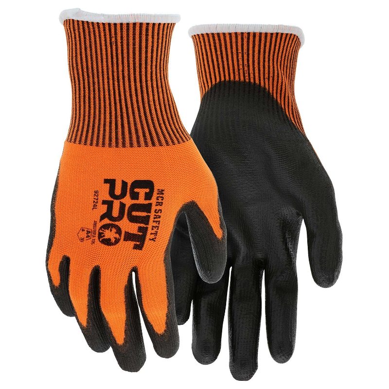 MCR Safety Gloves 13ga Orange HyperMax, Blk PU XL (92724XL)
