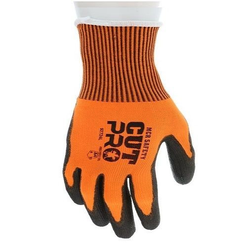 MCR Safety Gloves 13ga Orange HyperMax, Blk PU XS (92724XS)