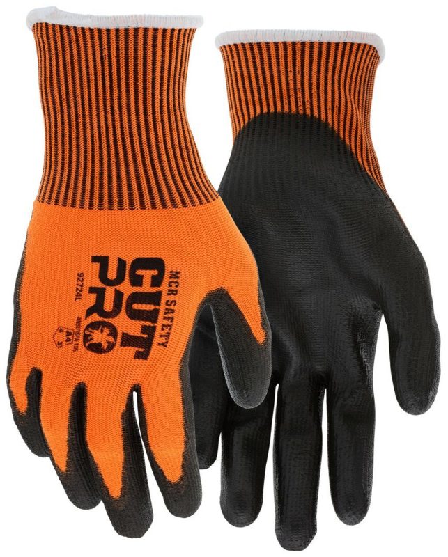 MCR Safety Gloves 13ga Orange HyperMax, Blk PU XXL (92724XXL)