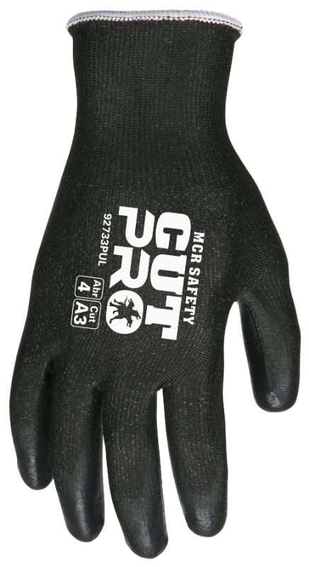MCR Safety Gloves Memphis Cut Pro, Black HPPE, Black PU XL (92733PUXL)