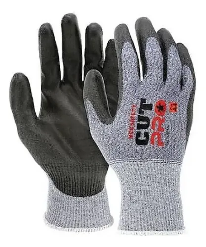MCR Safety Gloves 15g,CutPro,NavyBlue HyperMax,Gray PU L (92745PUL)