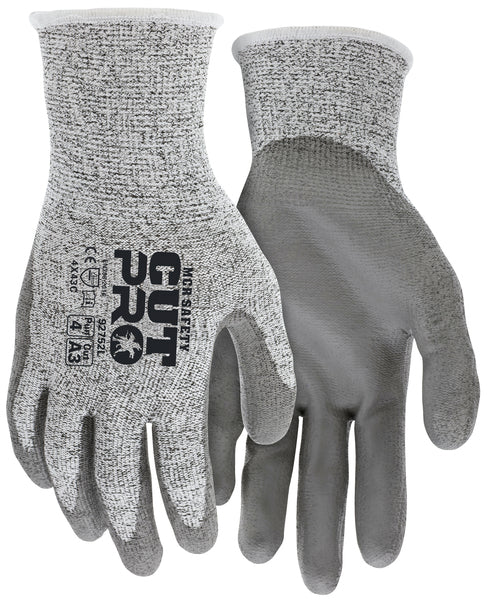 MCR Safety Gloves 13ga HPPT/Fiberglass Shell, PU dip S (92752S)