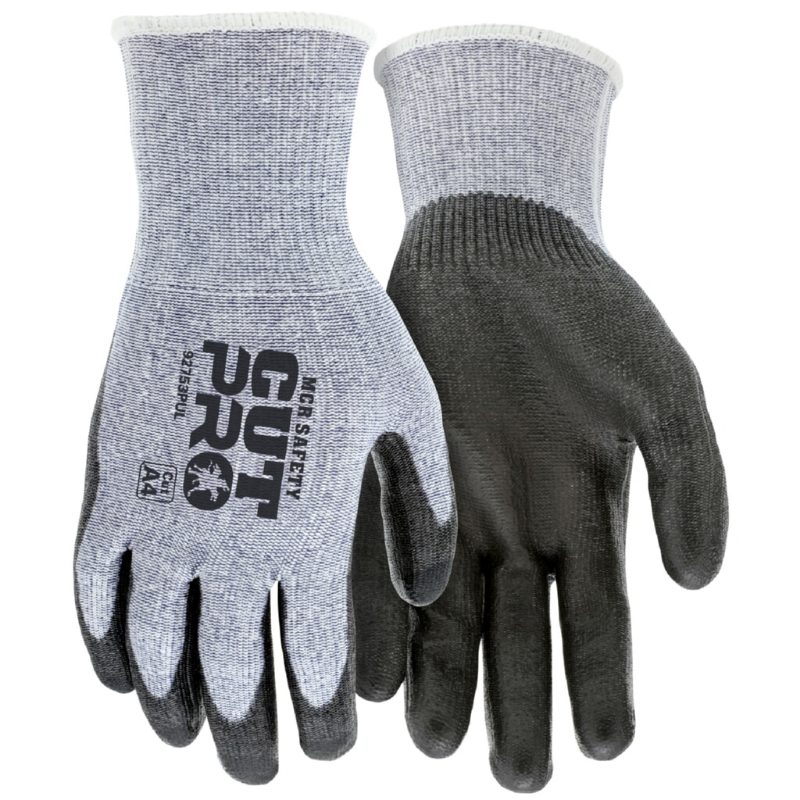 MCR Safety Gloves 13g,CutPro,Blue HyperMax,Gray PU (92753PUL)