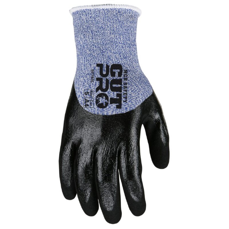 MCR Safety Gloves 13 Ga Blue/White HPPE/Glass, Blk Nitrile (92753XS)