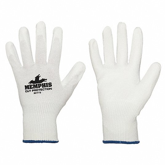 MCR Safety Gloves 15 Gauge White HPPE+Glass Fiber,White PU (92773L)