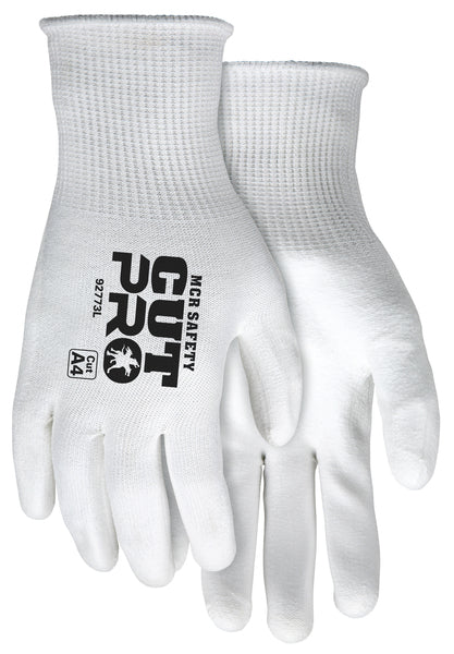 MCR Safety Gloves 15 Gauge White HPPE+Glass Fiber,White PU (92773XS)