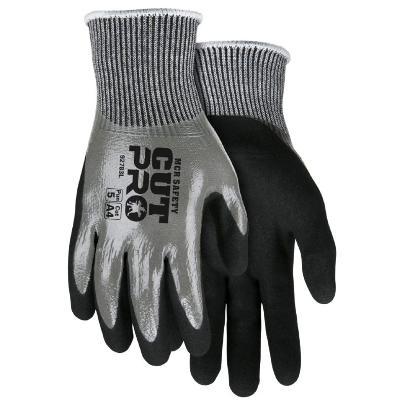 MCR Safety Gloves 13G Salt+Pep HPPE/Glass, Blk Nitrile (92783S)