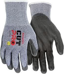 MCR Safety Gloves 13g,CutPro,NavyBlue HyperMax,Gray PU L (92793PUL)