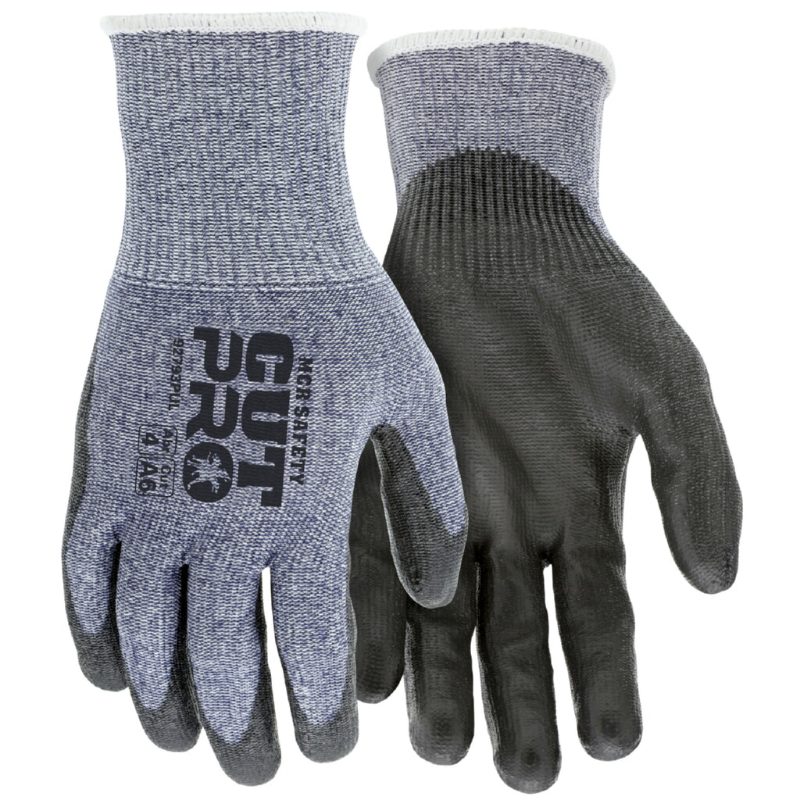 MCR Safety Gloves 13g,CutPro,NavyBlue HyperMax,Gray PU XL (92793PUXL)