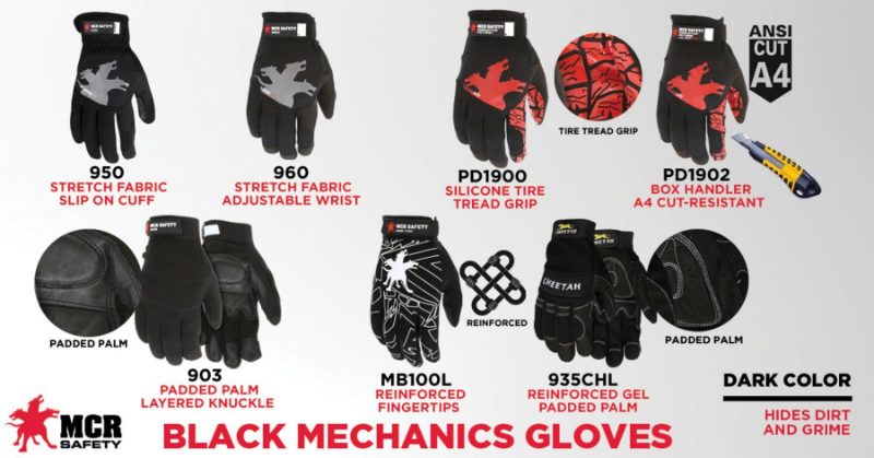 MCR Safety Gloves MCR Safety Cheetah Blk Reinforced Palm (935CHL)
