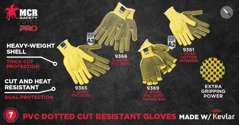 MCR Safety Gloves Reg Kevlar/Cotton Plaited 1-Side Dot (9361S)