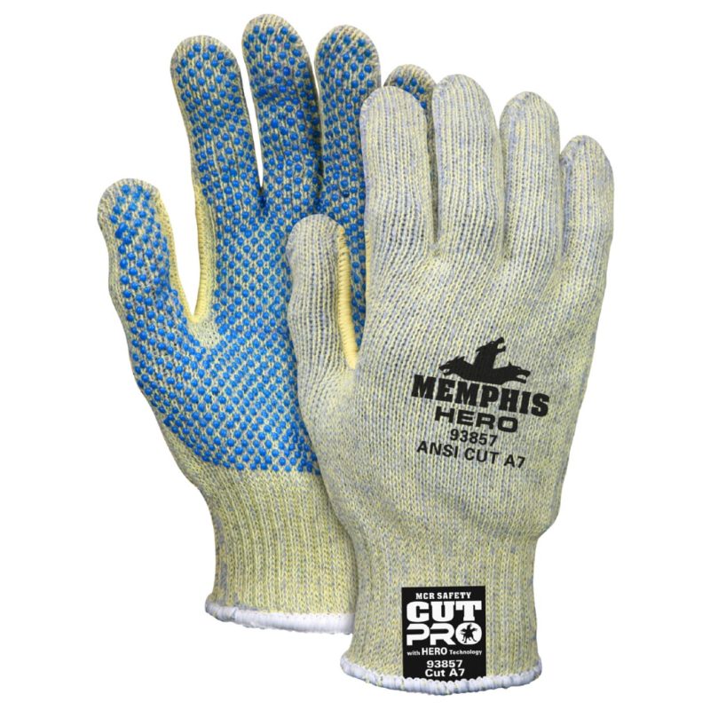MCR Safety Gloves Mps HERO 7GA Kev/Stl 1 side dot Lev 5 (93857XL)