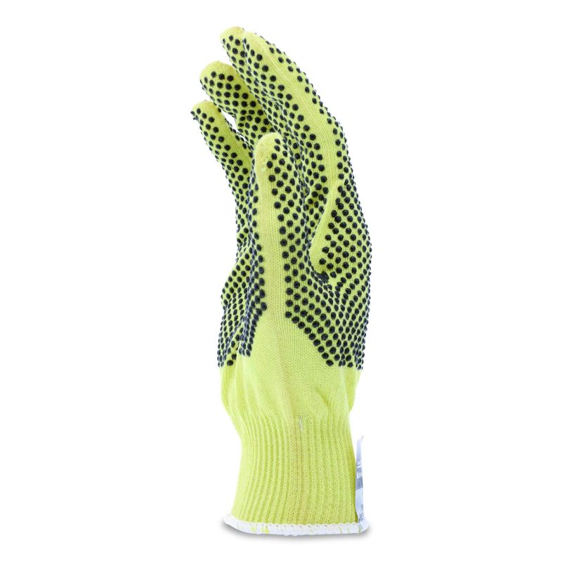 MCR Safety Gloves Yellow 10 Ga Plaited Shell Black PU Palm (93891PUXL)