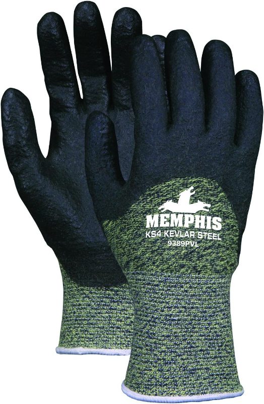 MCR Safety Gloves Kevlar/Stainless Steel Black 3/4 PVC Dip (9389PVXL)